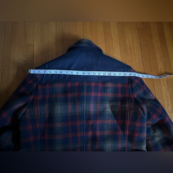 Frank & Oak Checkered Pea Coat - Navy and Burgundy - Picture 7 of 11